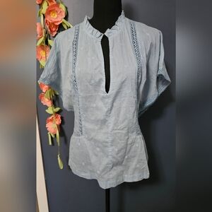 Gap Embroidered Cotton Lace Trim Top Size XL